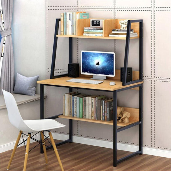 Modern Computer Desk With 2-Tier Shelves